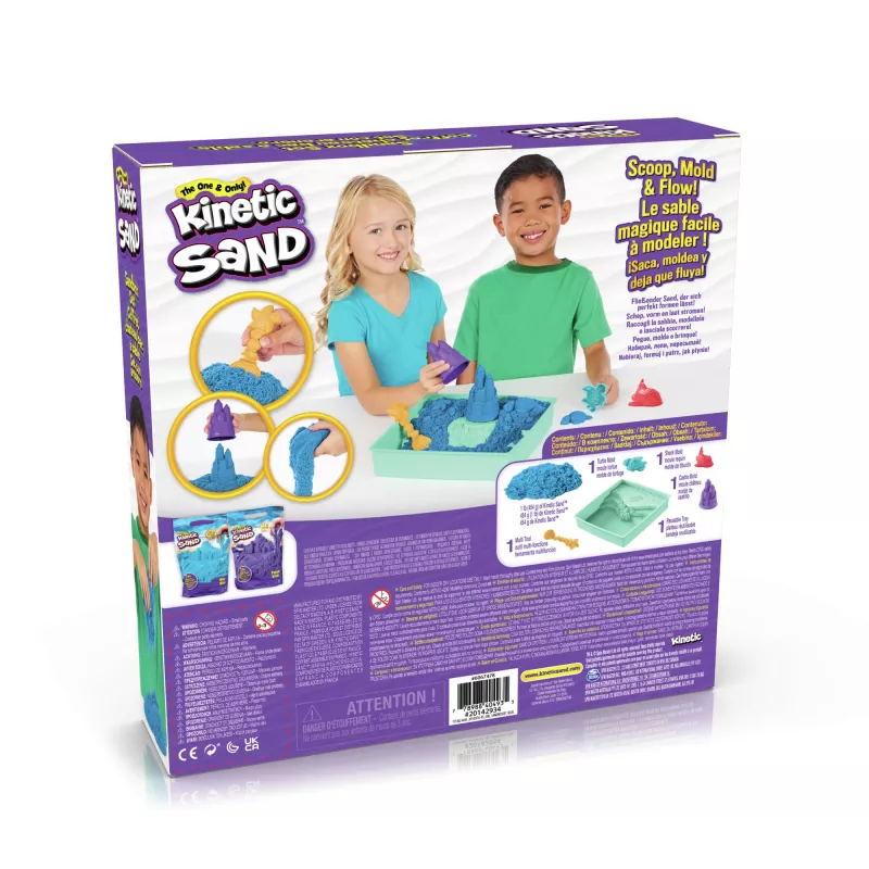 Kinetic Sand, smilšu kastes komplekts, radošas Lieldienu dāvanas, ietver 1 lb zilu formējamu rotaļu smilti, 4 rīkus un veidnes, uzglabāšana, sensoriskas rotaļlietas bērniem no 3 gadu vecuma