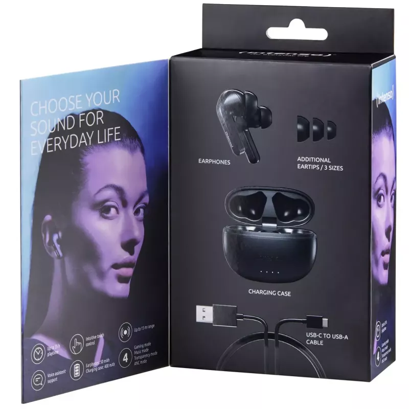 Austiņas Intenso Melns Buds T300A