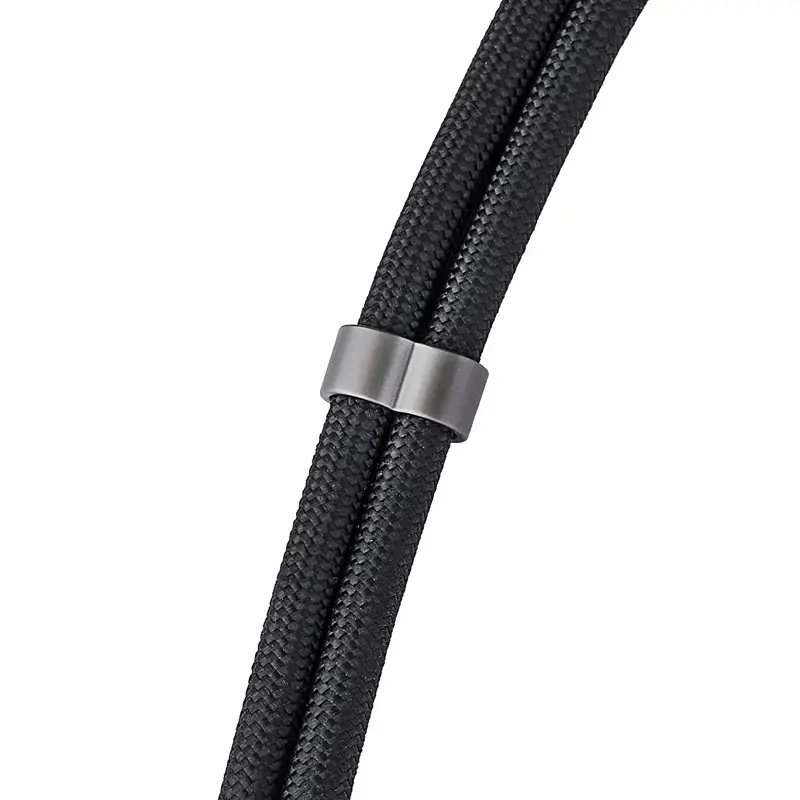 Intenso USB-C uzlādes štrope tālruņa kakla siksnas kabelis 60W ātrā uzlāde regulējams garums 1,65m neilons melns