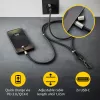 Intenso USB-C uzlādes štrope tālruņa kakla siksnas kabelis 60W ātrā uzlāde regulējams garums 1,65m neilons melns