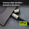 Intenso USB-C uzlādes štrope tālruņa kakla siksnas kabelis 60W ātrā uzlāde regulējams garums 1,65m neilons melns