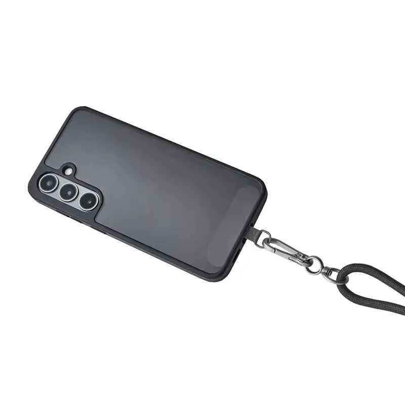 Intenso USB-C uzlādes štrope tālruņa kakla siksnas kabelis 60W ātrā uzlāde regulējams garums 1,65m neilons melns