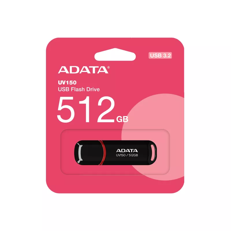 ADATA UV150 USB zibatmiņa 512 GB USB Type-A 3.2 Gen 1 (3.1 Gen 1) Melns, Sarkans