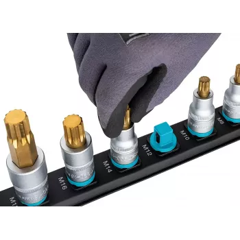Uzmavu komplekts Hazet 986-SR/8, 8 gab. īsās sešstūra uzmavas, 6–17 mm, melnas