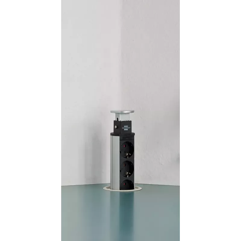 Power Extension Brennenstuhl 1396200013 2m 3 AC Outlets Indoor Aluminium Melns