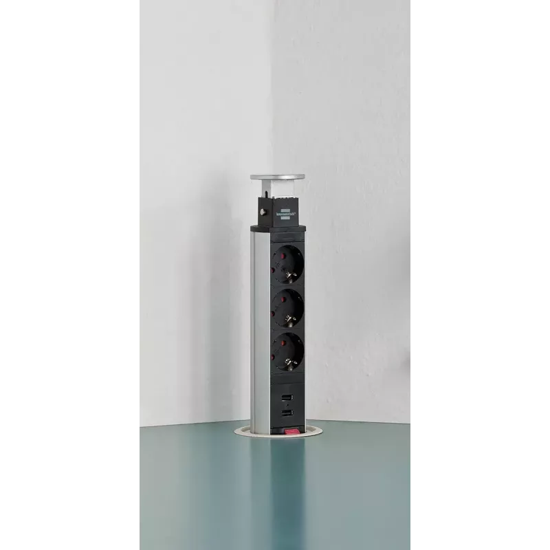 Power Extension Brennenstuhl 1396200013 2m 3 AC Outlets Indoor Aluminium Melns
