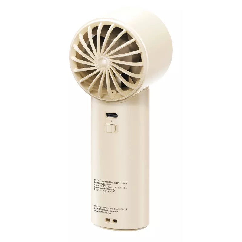 Verbatim Cool’n’Go IceTouch rokas ventilators balts/sudraba, Sudraba, Balts, 1 ventilators(-i), Rokas ventilators, 1 gab., 8 W, Lithium-Ion (Li-Ion)
