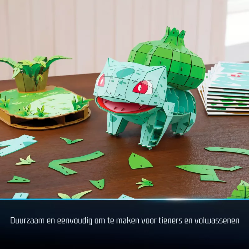4D Build, Pokémon Bulbasaur 3D modeļa komplekts, Pokémon figūra, Kanto pirmā partnera kolekcija, galda dekors, 195 detaļas, vecumam no 12 gadiem