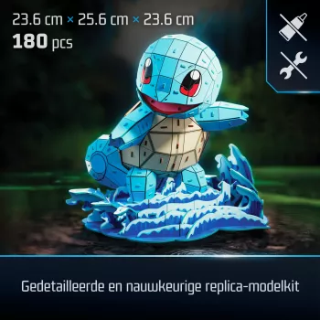 4D Build , Pokémon Squirtle 3D modeļa komplekts, Pokémon figūra, Kanto pirmā partnera kolekcija, galda dekors, 180 gabali, no 12 gadu vecuma