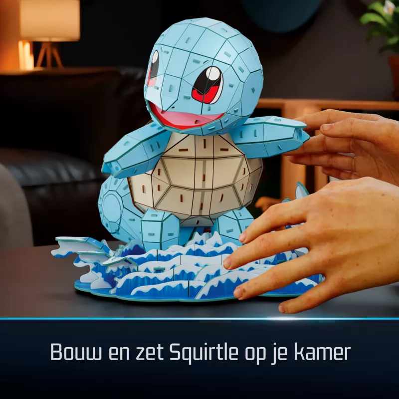 4D Build , Pokémon Squirtle 3D modeļa komplekts, Pokémon figūra, Kanto pirmā partnera kolekcija, galda dekors, 180 gabali, no 12 gadu vecuma