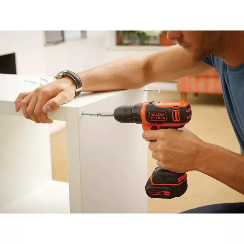 Pistol Grip Drill Melns & Decker BDCDD12-QW, Keyless, 1.5 Ah