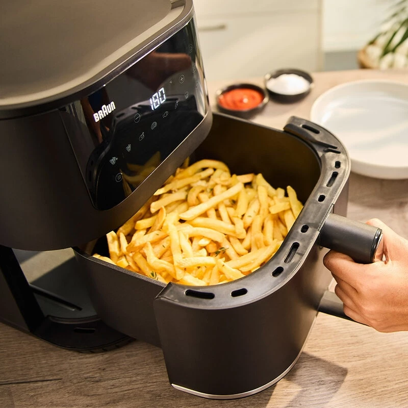Karstā gaisa fritieris Braun Household MultiFry 5 HF5030 — 1700 W, 6.0 L grozs, melns/sudrabains