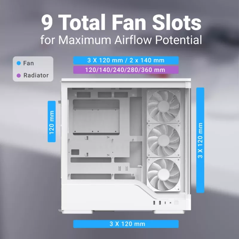 PC case AEROCOOL Geh Midi P500A balta — mid-tower ATX chassis, balta finish