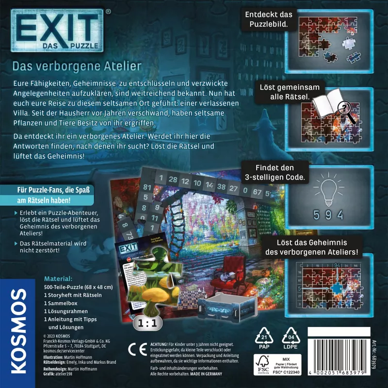 Puzle Kosmos EXIT – The Puzzle: The Hidden Atelier, 500 gab.