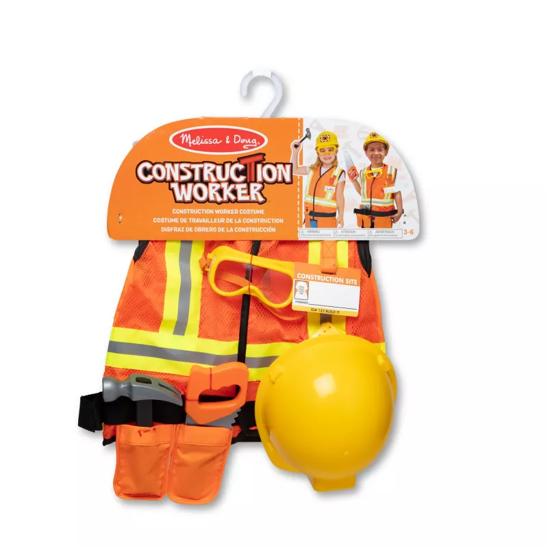 Melissa & Doug Construction Worker Role Play Costume Dress-Up Set (6 gab.)