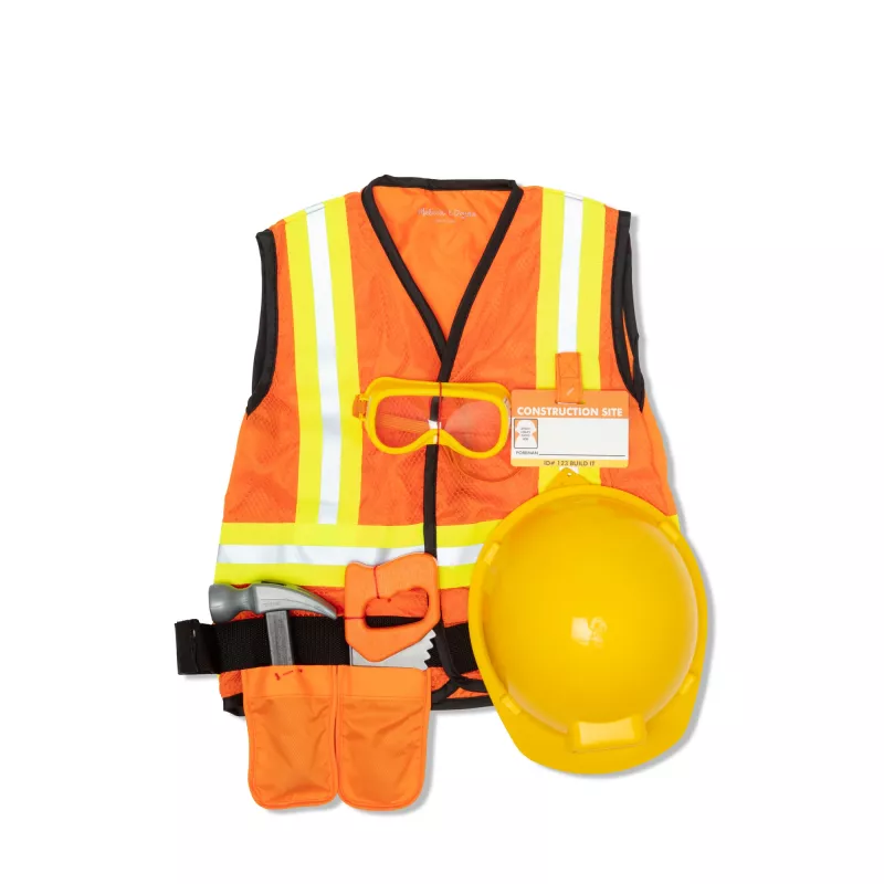 Melissa & Doug Construction Worker Role Play Costume Dress-Up Set (6 gab.)
