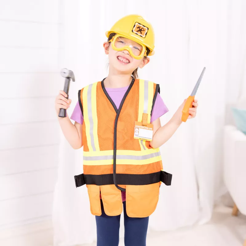 Melissa & Doug Construction Worker Role Play Costume Dress-Up Set (6 gab.)