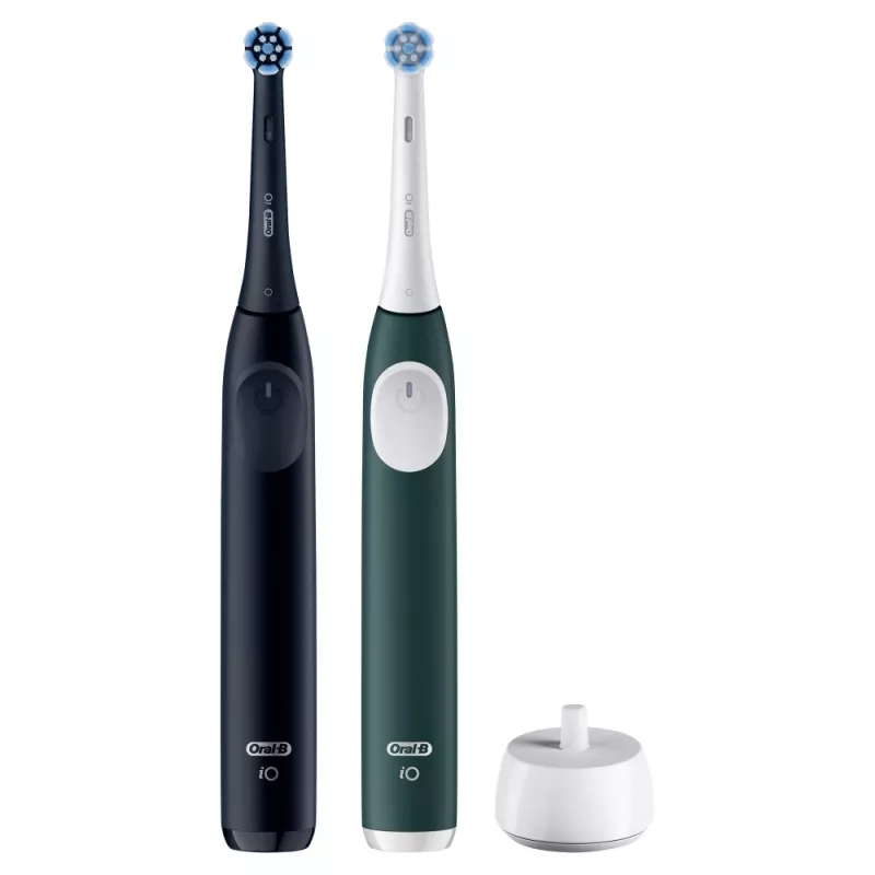 Elektriskā zobu birste BRAUN Oral‑B iO Series 2 Duo melna/zaļa, uzlādējama, modelis 62418
