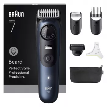 Braun BeardTrimmer 7 BT7520 Baterija 40 2 cm Mitrā un Sausā Melns, Zils