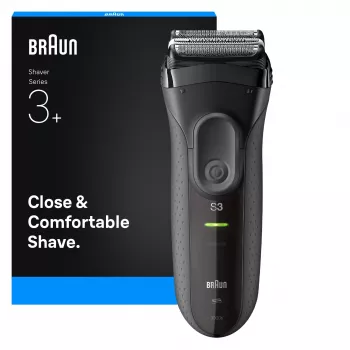 Foil shaver BRAUN Serie 3 3000S, pelēka, foil system, built-in NiMH baterija, AC/baterija power, 57×48×156 mm