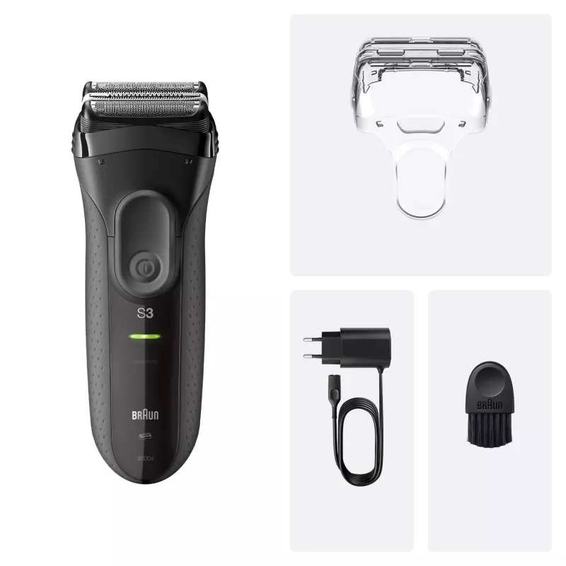 Foil shaver BRAUN Serie 3 3000S, pelēka, foil system, built-in NiMH baterija, AC/baterija power, 57×48×156 mm