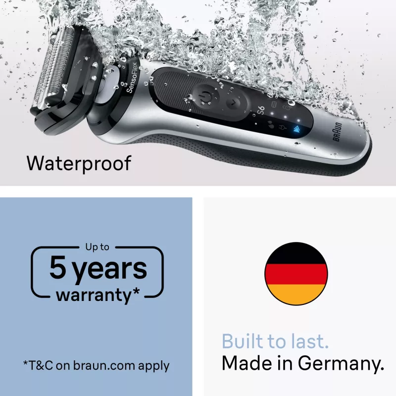 Elektriskais skuveklis BRAUN Series 6 62-B1200S Wet & Dry ar integrētu bārdas apgriezēju