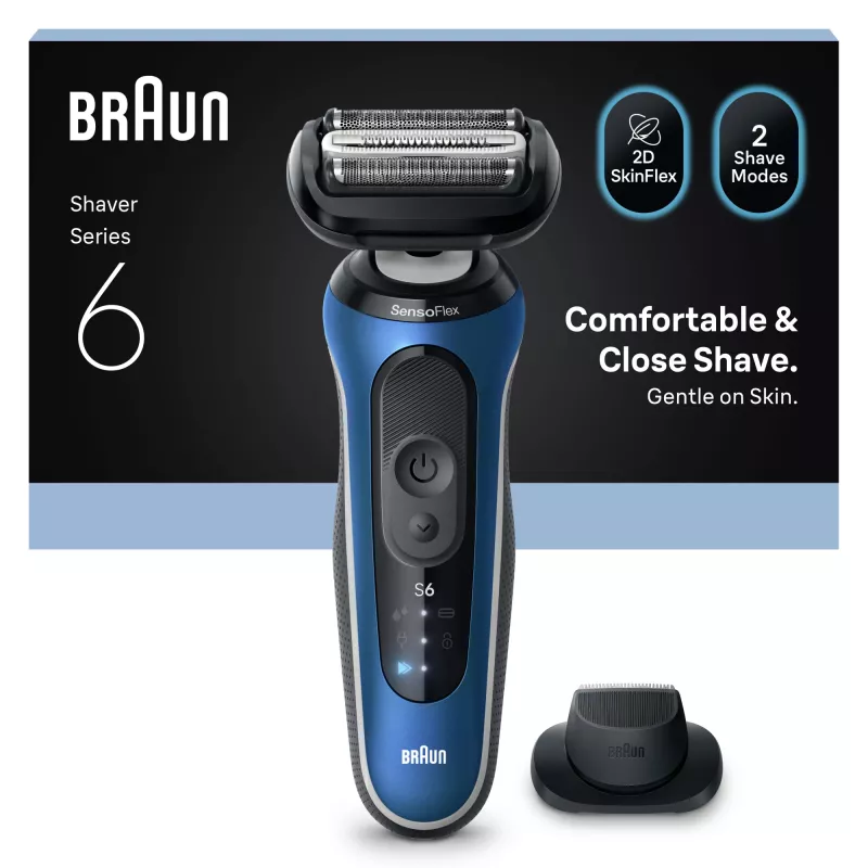 Elektriskais skuveklis BRAUN Series 6 62-B1200S Wet & Dry ar integrētu bārdas apgriezēju