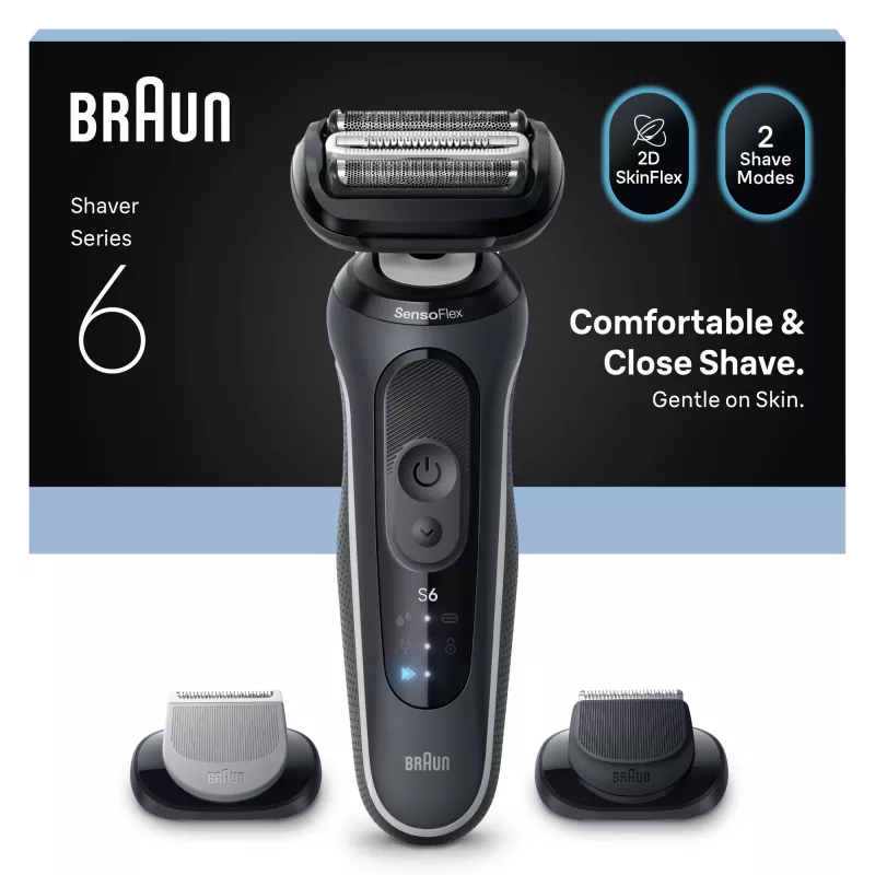 Elektriskais skuveklis BRAUN Series 6 62‑G1650s — folijas skuveklis, melns