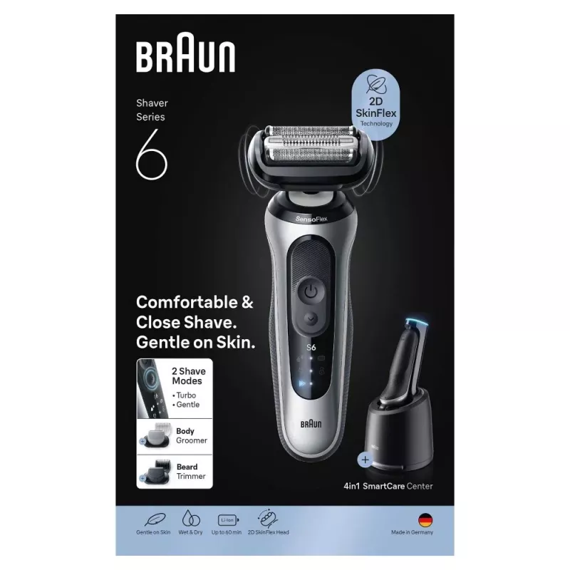 Folijas skuveklis Braun Series 6 62-S7650cc sudrabains litija jonu baterija