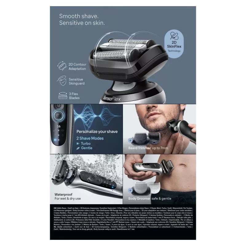 Folijas skuveklis Braun Series 6 62-S7650cc sudrabains litija jonu baterija