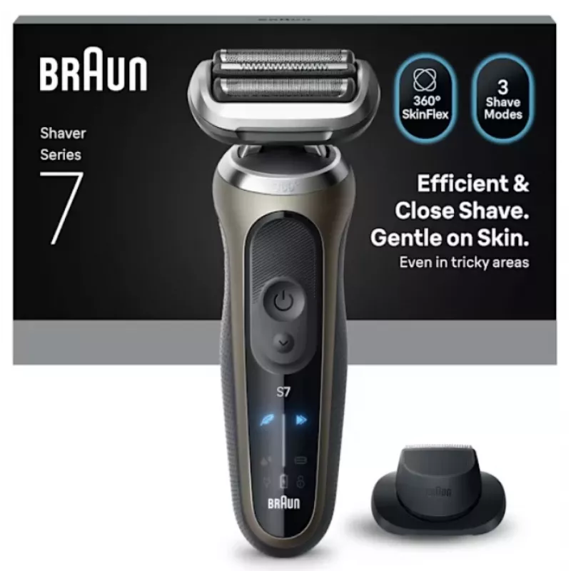 Braun Series 7 72-C1200s elektriskais skuveklis - mitrai un sausai skūšanai, melns/bronzas, nerūsējošais tērauds