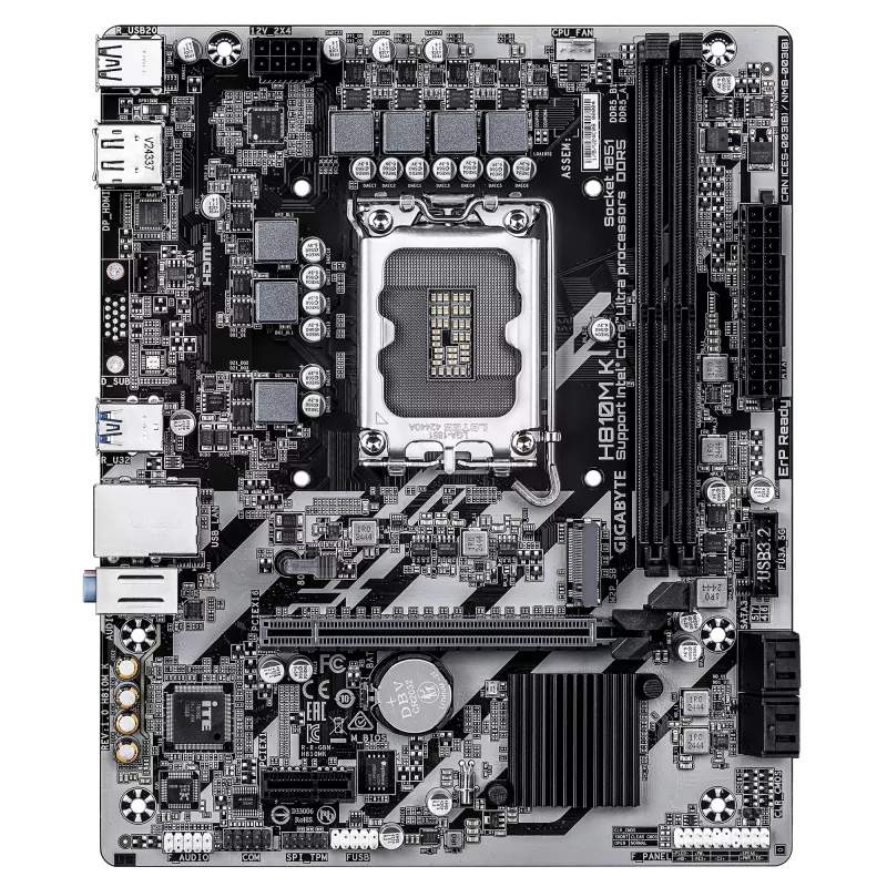 GIGABYTE H810M K Micro ATX mātesplate Intel Core Ultra (2. sērijai) — LGA 1851, DDR5 līdz 6400MHz, 1x PCIe 4.0 M.2, 1GbE
