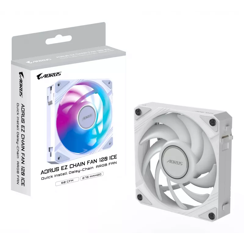 GIGABYTE AORUS EZ CHAIN FAN 120 ICE Viss-vienā šķidruma dzesētājs 12 cm Balts