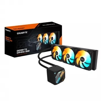 GIGABYTE GAMING 360 šķidruma CPU dzesētājs - 3x120mm ARGB ventilatori, iebīdāms bloķēšanas mehānisms, DAISY-CHAIN, saderīgs ar Intel LGA 1851 un AMD AM5