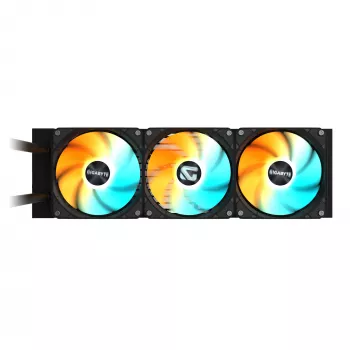 GIGABYTE GAMING 360 šķidruma CPU dzesētājs - 3x120mm ARGB ventilatori, iebīdāms bloķēšanas mehānisms, DAISY-CHAIN, saderīgs ar Intel LGA 1851 un AMD AM5