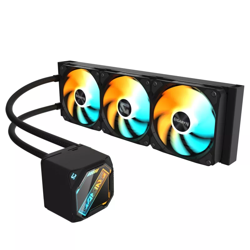 GIGABYTE GAMING 360 šķidruma CPU dzesētājs - 3x120mm ARGB ventilatori, iebīdāms bloķēšanas mehānisms, DAISY-CHAIN, saderīgs ar Intel LGA 1851 un AMD AM5