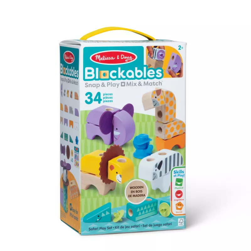 Konstrukciju rotaļlietu komplekts Spin Master Melissa & Doug Blockables Safari Playset – figūras un kraujamie klucīši