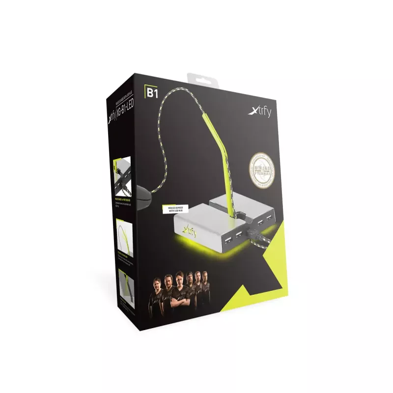 Xtrfy B1 Mouse Bungee LED peles turētājs ar 4 portu USB 2.0 centrmezglu