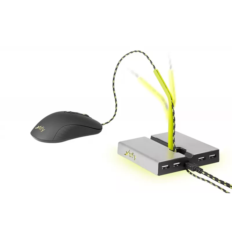 Xtrfy B1 Mouse Bungee LED peles turētājs ar 4 portu USB 2.0 centrmezglu