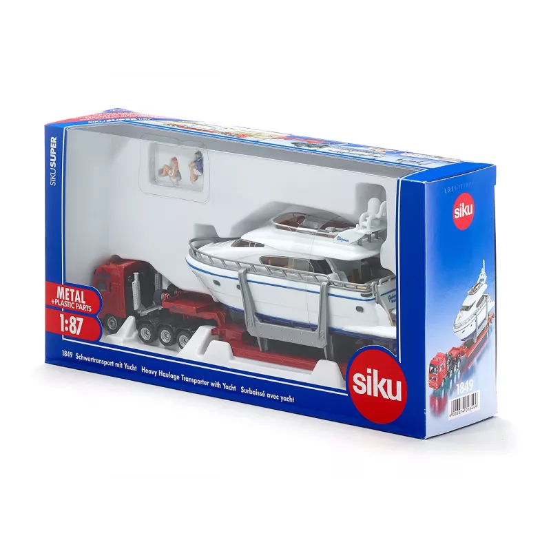 Siku Heavy Haulage Transporter ar jahtu, Smagās transportēšanas vedēja modelis, Salikts, 1:87, Zēns/Meitene, 3 gadi, 99 gadi