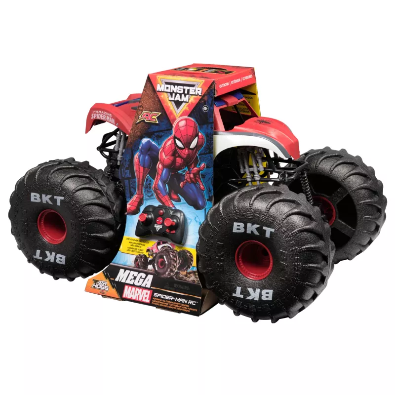 Monster Jam Marvel Mega Spider-Man RC Monster Truck, visurgājējs, vairāk nekā 2 pēdas garš, 1:6 mērogā, supervaroņu bērnu rotaļlietas zēniem un meitenēm no 4 gadu vecuma