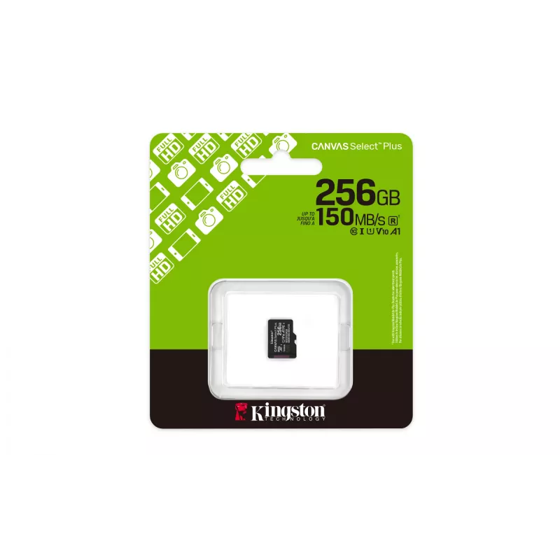 Kingston Technology 256GB micSDXC Canvas Select Plus Gen3 150R A1 viena paka w/o ADP