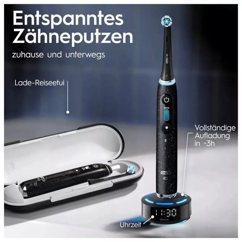 Oral-B iO iO10 pieaugušo rotējošā zobu birste melnā krāsā