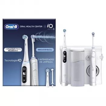 Oral-B iO6 elektriskā zobu birste ar OxyJet mutes dobuma irigatora centru, balta