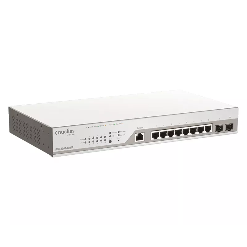 D-Link 10-Portu Gigabit PoE+ Nuclias viedais pārvaldāmais slēdzis ar 2x SFP portiem