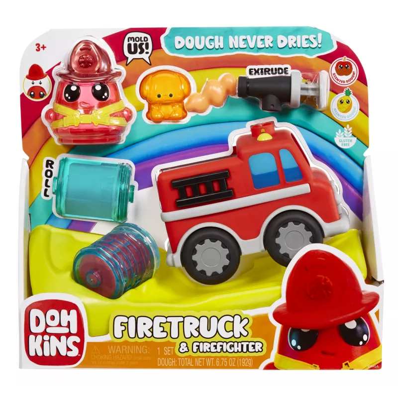 MGA Entertainment DohKins Ugunsdzēsēju mašīna un ugunsdzēsējs, Modelēšanas mālu komplekts, Daudzkrāsains, Bērns, Zēns/Meitene, 3 gadi, 99 gadi