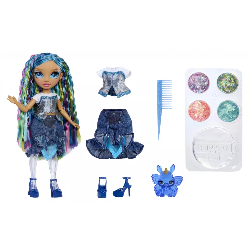 Rainbow High Rainbow Shimmers ar gļotu modes lelli - Skyler (zila)