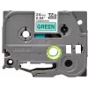Laminēta līmlente Brother TZe-751 24 mm — melns teksts uz zaļa fona, 8 m, pelēka kasete