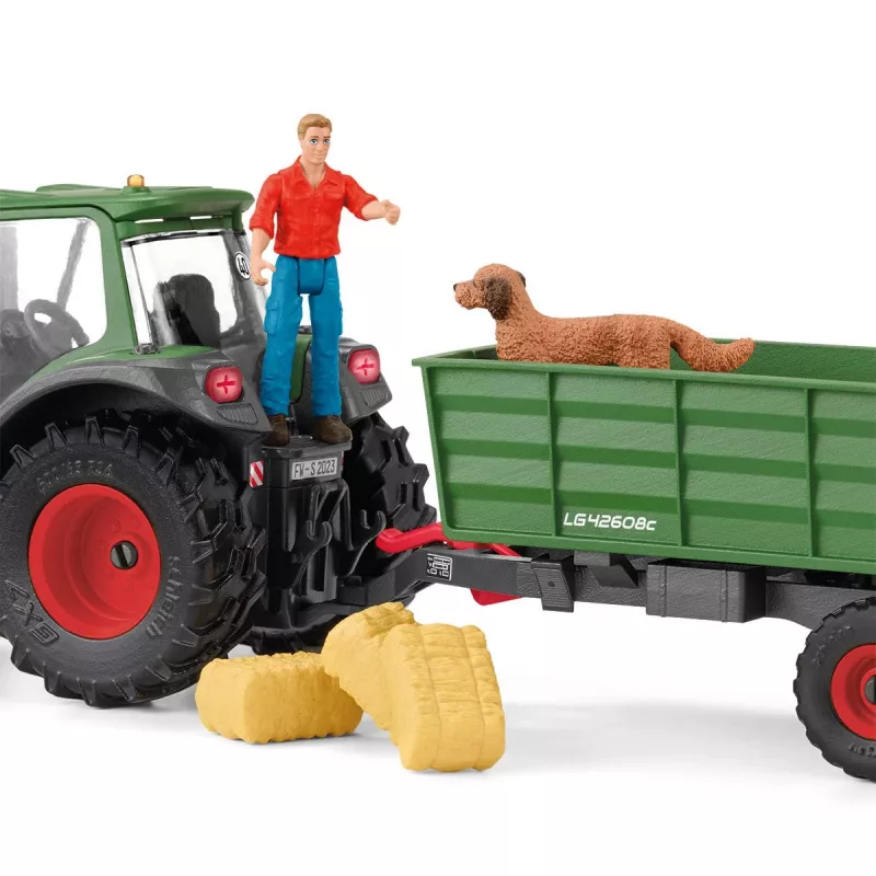 Traktors ar piekabi Schleich FARM WORLD 42608 Melns Zaļš Sarkans Dzeltens