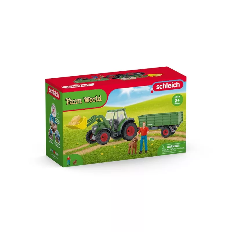Traktors ar piekabi Schleich FARM WORLD 42608 Melns Zaļš Sarkans Dzeltens